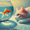 第三回合：一隻貓趴在金魚缸旁